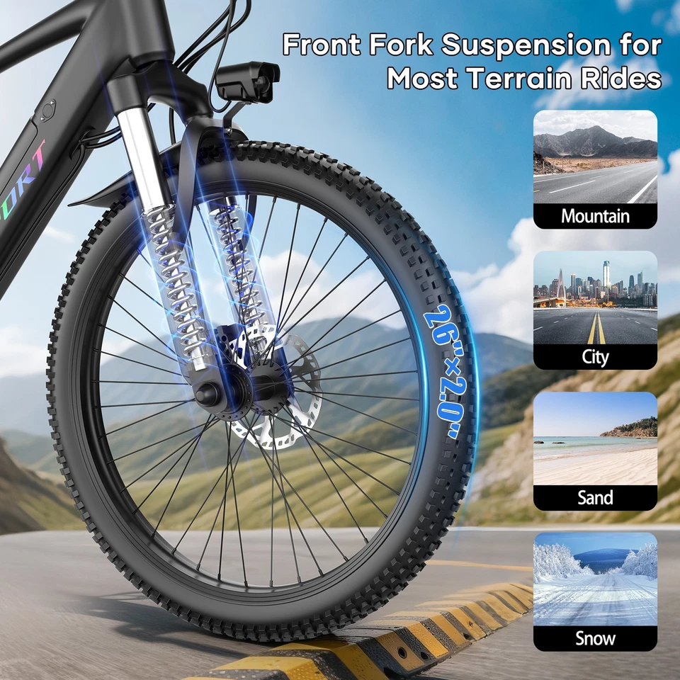 Electric Mountain Bike Peak 1500W 48V 26" City Bike 65 Miles EBikes Adults Teens - Image 2 of 4