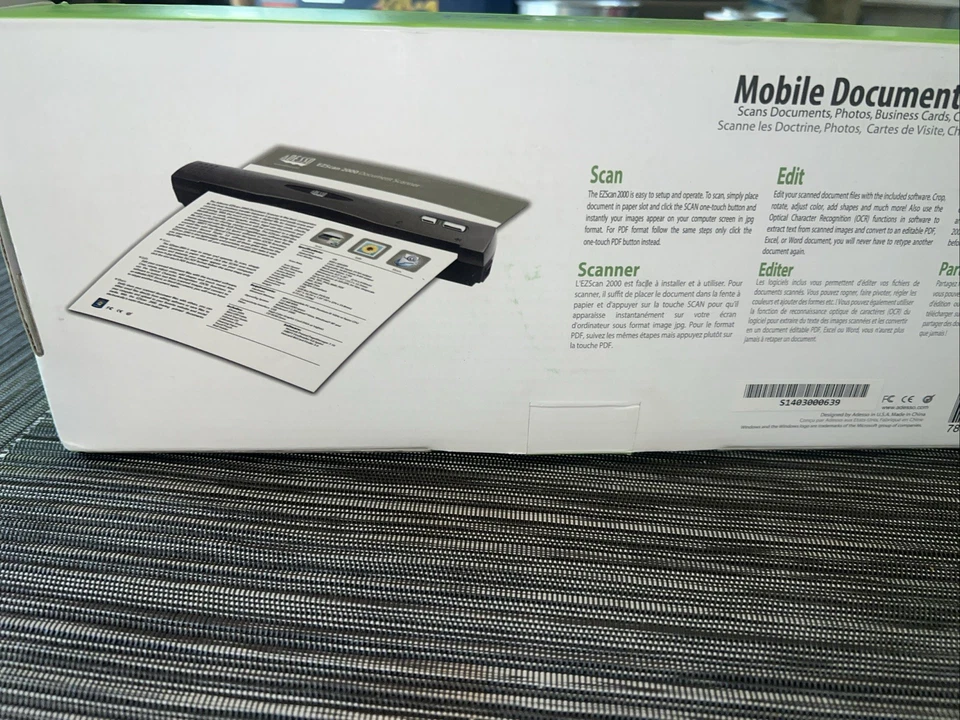 Adesso EZScan 2000 600 x 600dpi USB Single Pass Mobile Document Scanner - Image 4 of 4