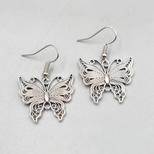 Filigree Butterfly Pierced Earrings Silver to...