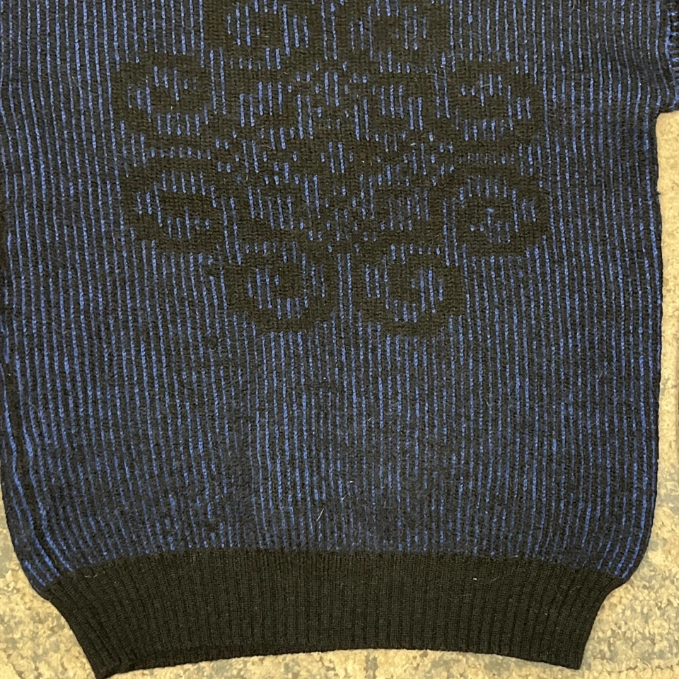 Suéter De Colección Christian Dior Lana Para Hombre Talla Grande Azul Negro Diseño Cuello Redondo Foto 3 de 4