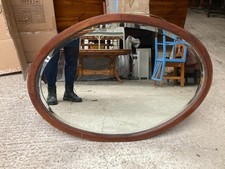 Vintage Antique Brown Oval Wooden Frame Wall Hanging Mirror 74 x 53 cm