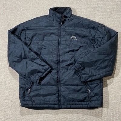 Vintage Kappa Jacke Herren Medium Loose Fit Schwarz Fleece Gefüttert Sport