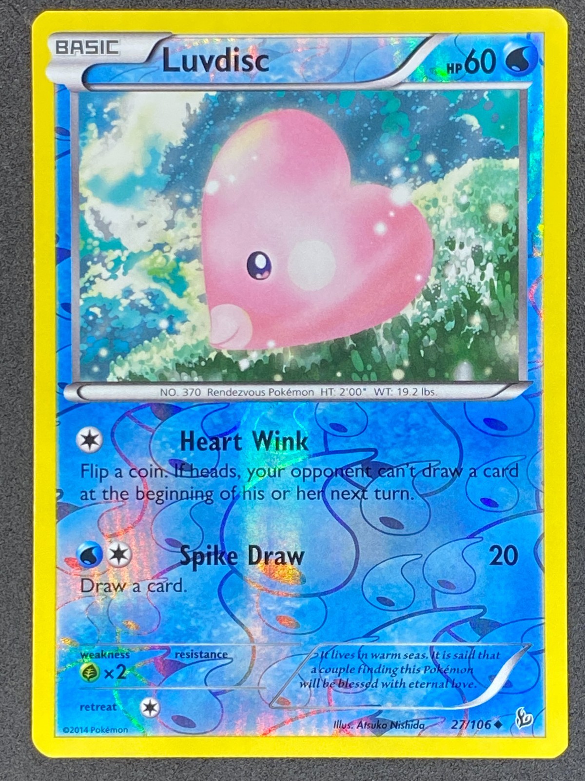 Pokémon Luvdisc Reverse Holo 27/106 FLF Flashfire LP/NM
