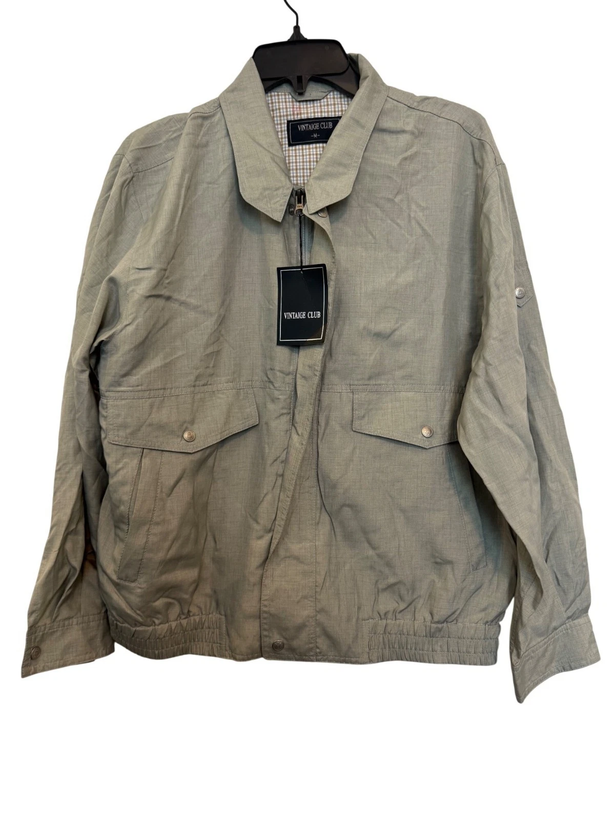 vintage Vintage Club Mens Medium Light Gray Polyester Jacket
