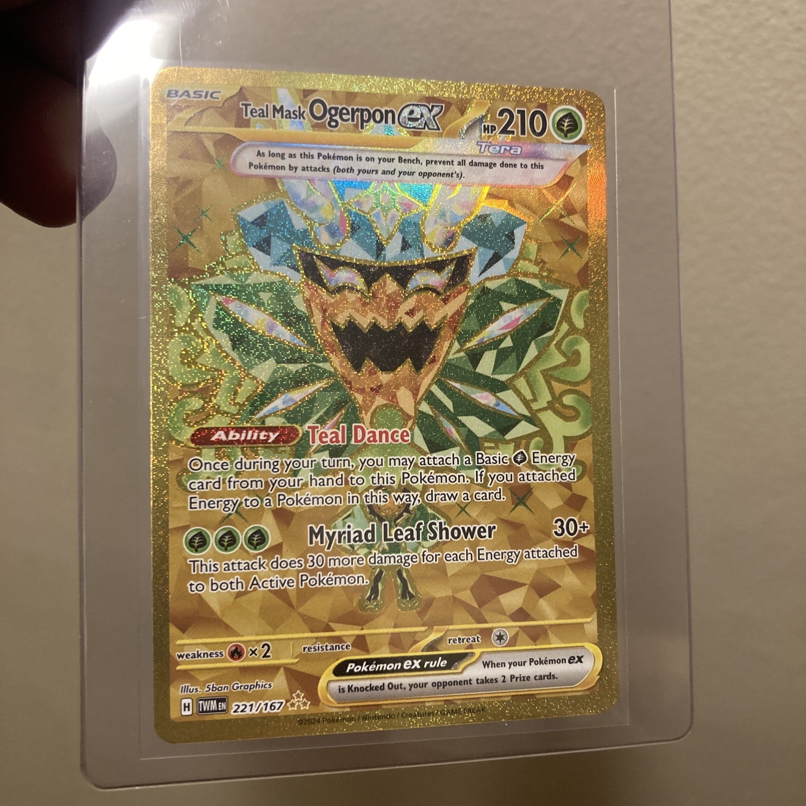 Teal Mask Ogerpon EX #221/167 Hyper Rare - Twilight Masquerade