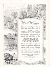 Union Pacific Salt Lake Route 1915 Vintage Print Ad California Travel