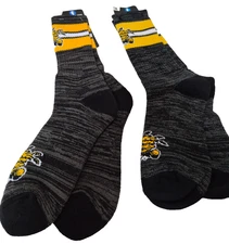 For Bare Feet NCAA First String Crew Sock, Wichita State, Black, Large, 2-Pack