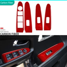 4Pcs Red Carbon Fiber Window Lift Switch Panel Cover For Kia Sportage R GL 11-16