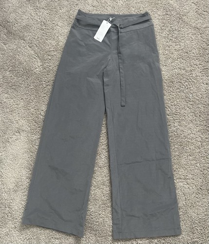 Mango Women’s Gray Wide Leg Pants D-Ring Belt Waist Size XS