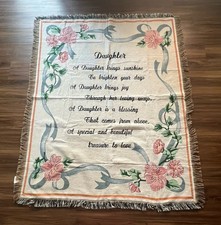 Daughter Poem Woven Tapestry Throw Accent Blanket Floral Home Decor Gift 65  x52  