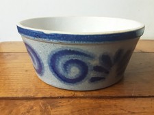 8" Bowl Grey Blue Stoneware Salt Glazed Fruitbowl Planter Large Dish