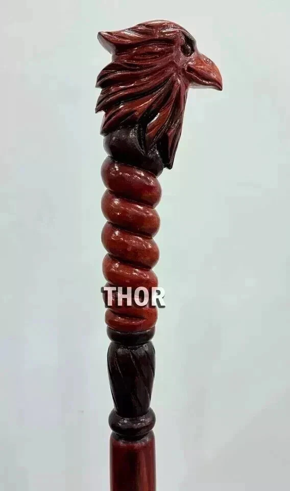 Manija cara águila náutica bastón y bastón de madera bastón de madera tallado a mano Foto 3 de 3