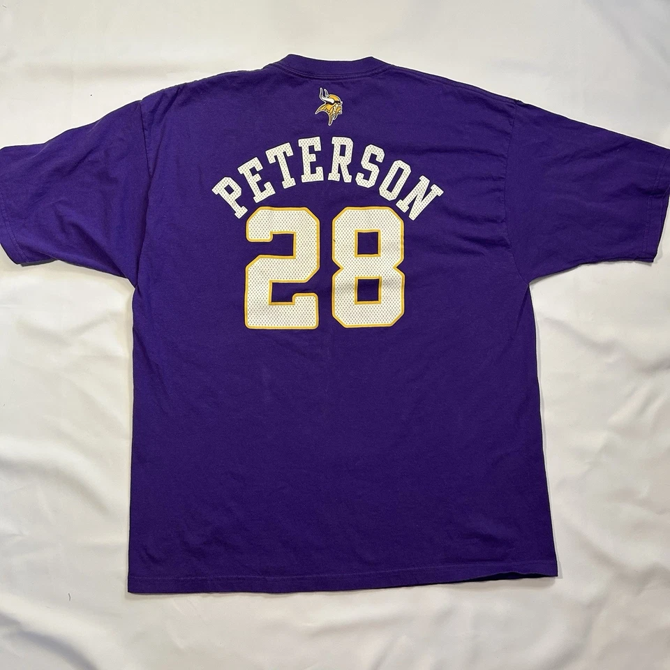 Camiseta vintage Reebok Minnesota Vikings #28 Adrian Peterson para hombre grande púrpura Foto 2 de 4