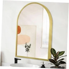 Arched Bathroom Mirror for Wall, Arch Wall Mirror 28"L x 20"W Light Gold