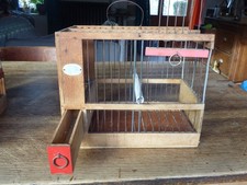 Ancienne petite cage de transport à oiseau en bois (marché aux oiseaux )