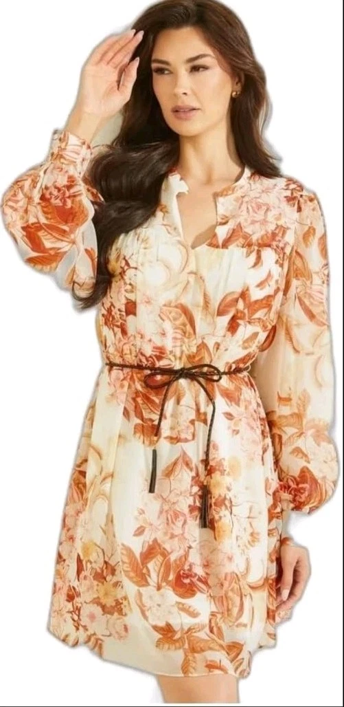 ladies a line midi dresses Guess Factory Ruffled long dress