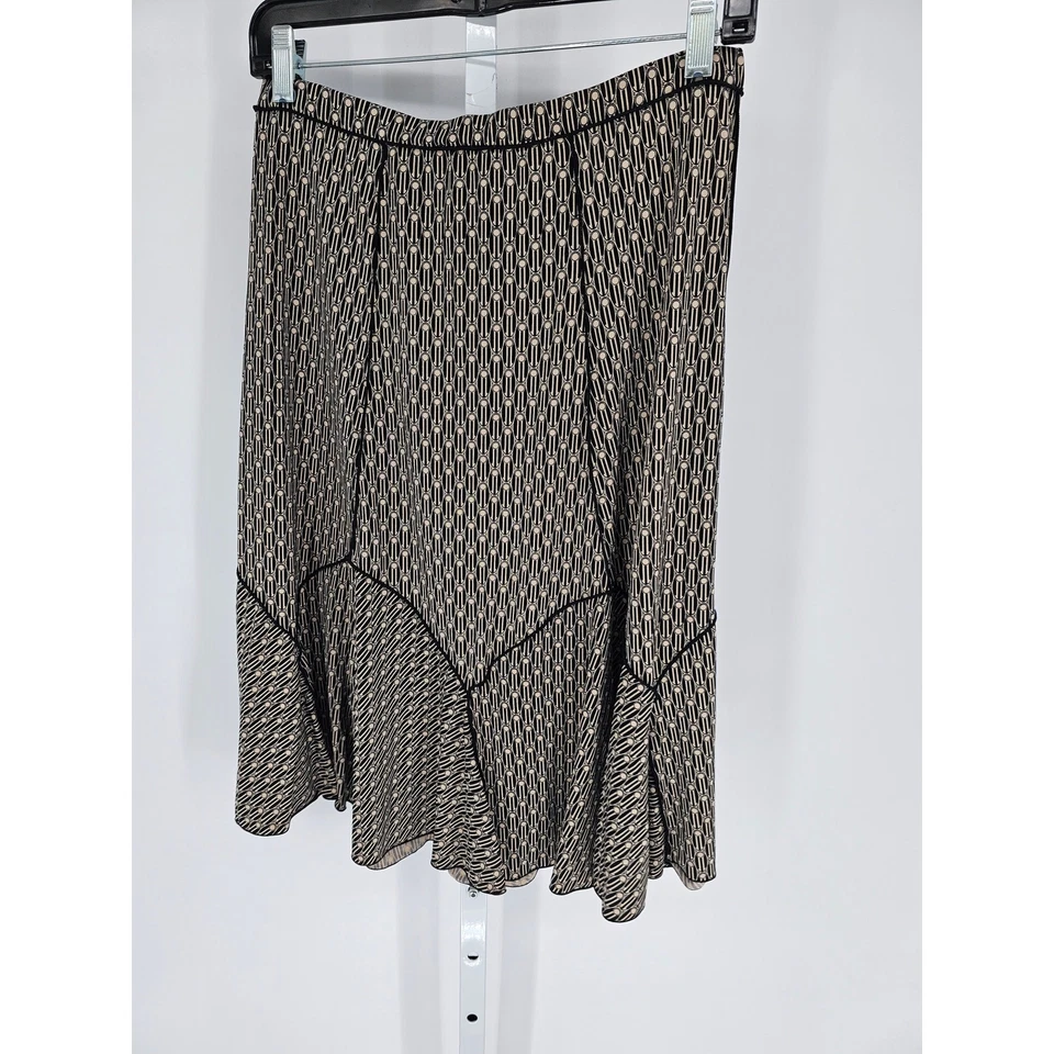 Studio M Women's Tan & Black Geometric Pleated Flared Skirt Size S - Image 4 of 4