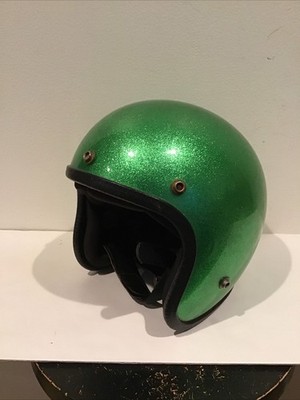 Vintage 1972 ProTec Model 100 Green Apple Metalflake motorcycle helmet sz Small