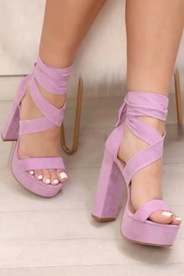 Fashion Nova Womens Plot Twist Lilac Heels Size 6 New With Box