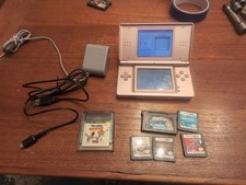 Nintendo DS Lite Rose Gold Console Bundle w/ Games Complete Tested Working