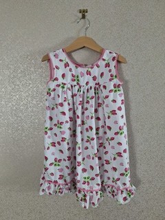 Kids Girl's Summer Fruits Strawberry Graphic Sleeveless Frill Hem Dress Age 5 6