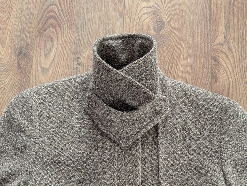 AKRIS Woll Tweed Muster Damen langer Mantel grau Luxusmarke - Bild 7 von 23