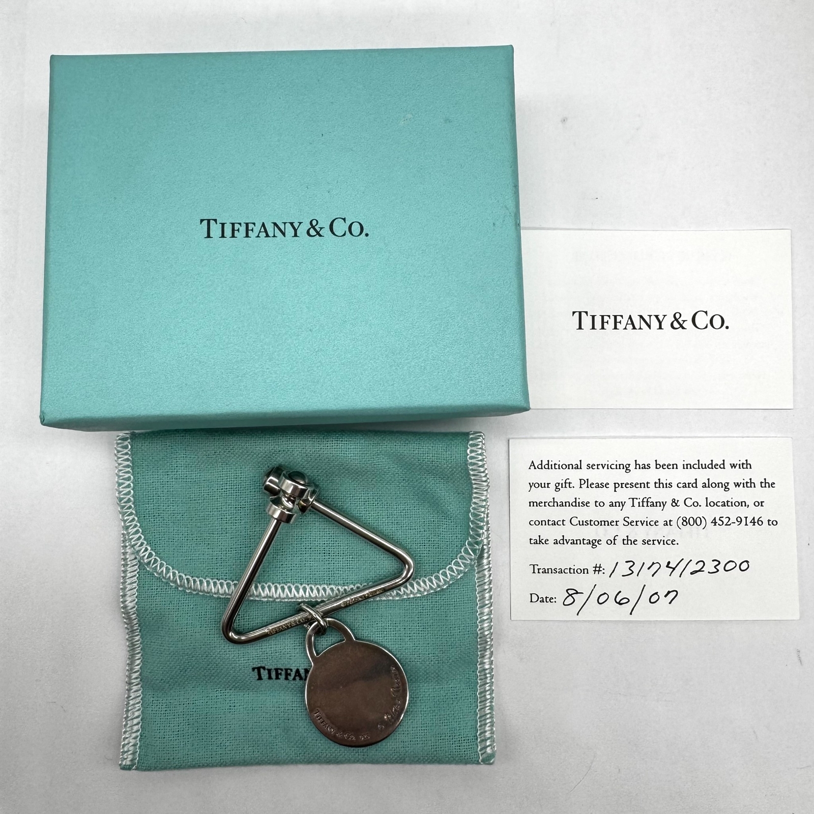 Tiffany & Co. Sterling Silver Triangle Round Disk Key Chain by Paloma Picasso