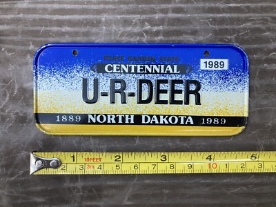 VINTAGE 5'' MINI USA METALL FAHRRAD NUMMERNSCHILD NORTH DAKOTA DEER SCHWINN KRATE