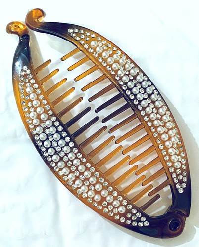 Banana Clip Crystal Pearl Hair Clip Ponytail Hairpin Lady Headwear Accessories - Picture 26 of 48