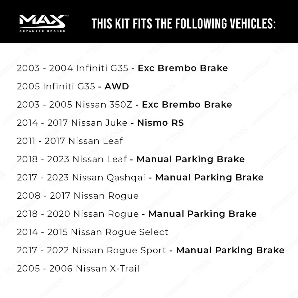 Rear Drilled Brake Rotors + Pads for 2008-2023 Nissan Rogue Sport Leaf Qashqai Foto 2 de 4