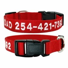 Durable Personalized Custom Embroidered Nylon Dog Collar Adjustable Name number 