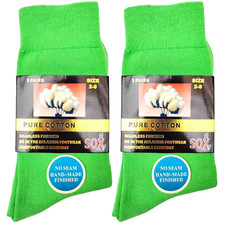 6 Pairs SEAMLESS Fluorogreen Pure Cotton Crew Socks Breathable Casual Office Dre
