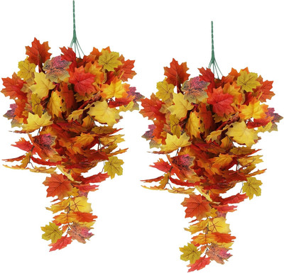 Fall Maple Leaf Hanging Plants Artificial Autumn Leaves Vines Outdoor Autumn Out