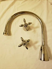Phylrich Skyla Deck Tub Set Long neck Cross Handle faucet Polished Chrome D1222B