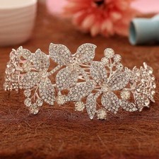 Women Floral Flowers Crown Crystal Hair Comb Tiaras Bridal Rhinestone Crowns 1Pc