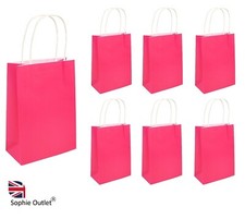PAPER PARTY BAGS With Handles Wedding Birthday Sweet Favor Loot Bag NEON PINK UK