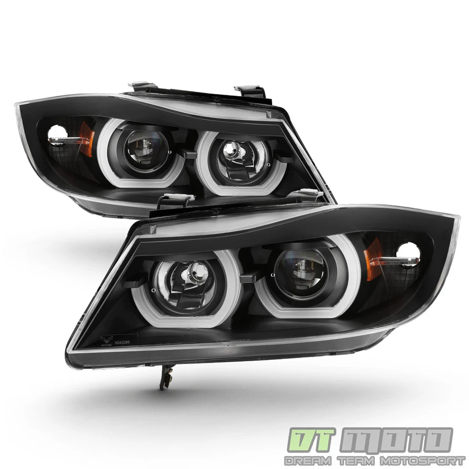 Faros proyectores LED halo negros para BMW E90 serie 3 2006-2008 4 puertas Foto 2 de 4