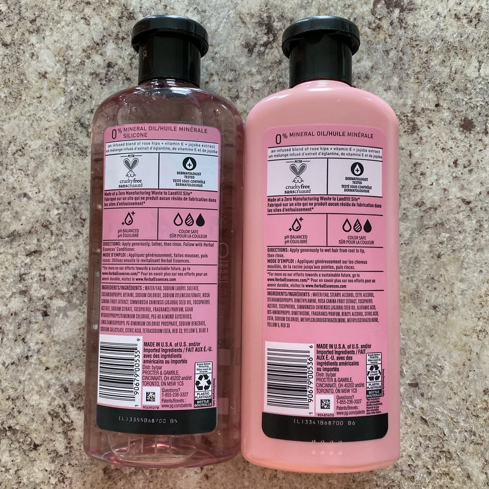 SET Esencias Herbales ROSE HIPS Champú y Acondicionador Vitamina E y Jojoba Foto 2 de 2