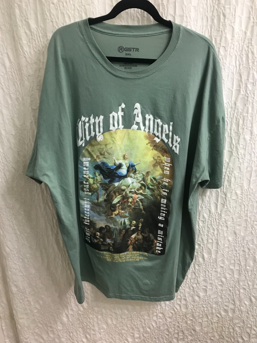 トップス I am I in fact... ANGEL CHECK shirt RGSTR T-Shirt Sz 5XL City of Angels Graphic T-Shirt green Rare | eBay