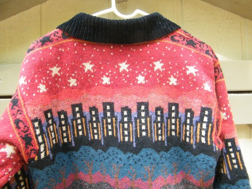 Maglione Cardigan VINTAGE Design Islandese Miscela Lana Miscela Città Stellata S - Foto 5 di 9