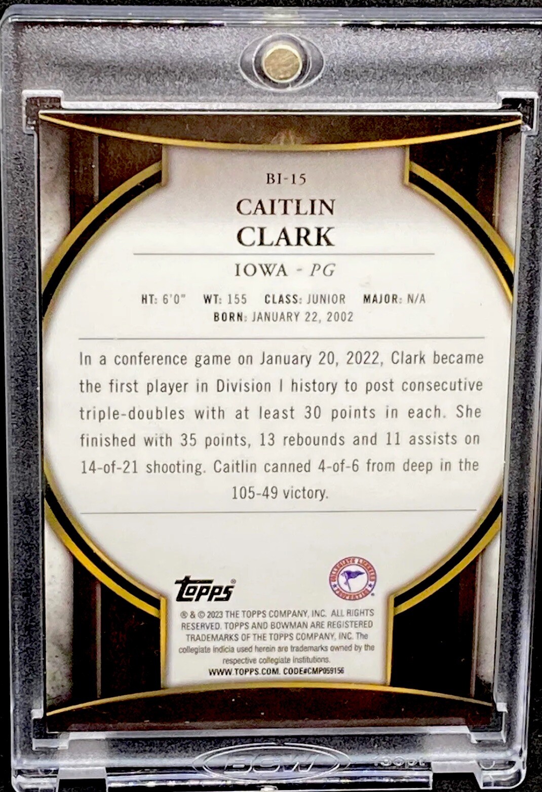 CAITLIN CLARK ROOKIE REFRACTOR SP Insert Topps Holo - IOWA - FEVER RARE HOLO view 8
