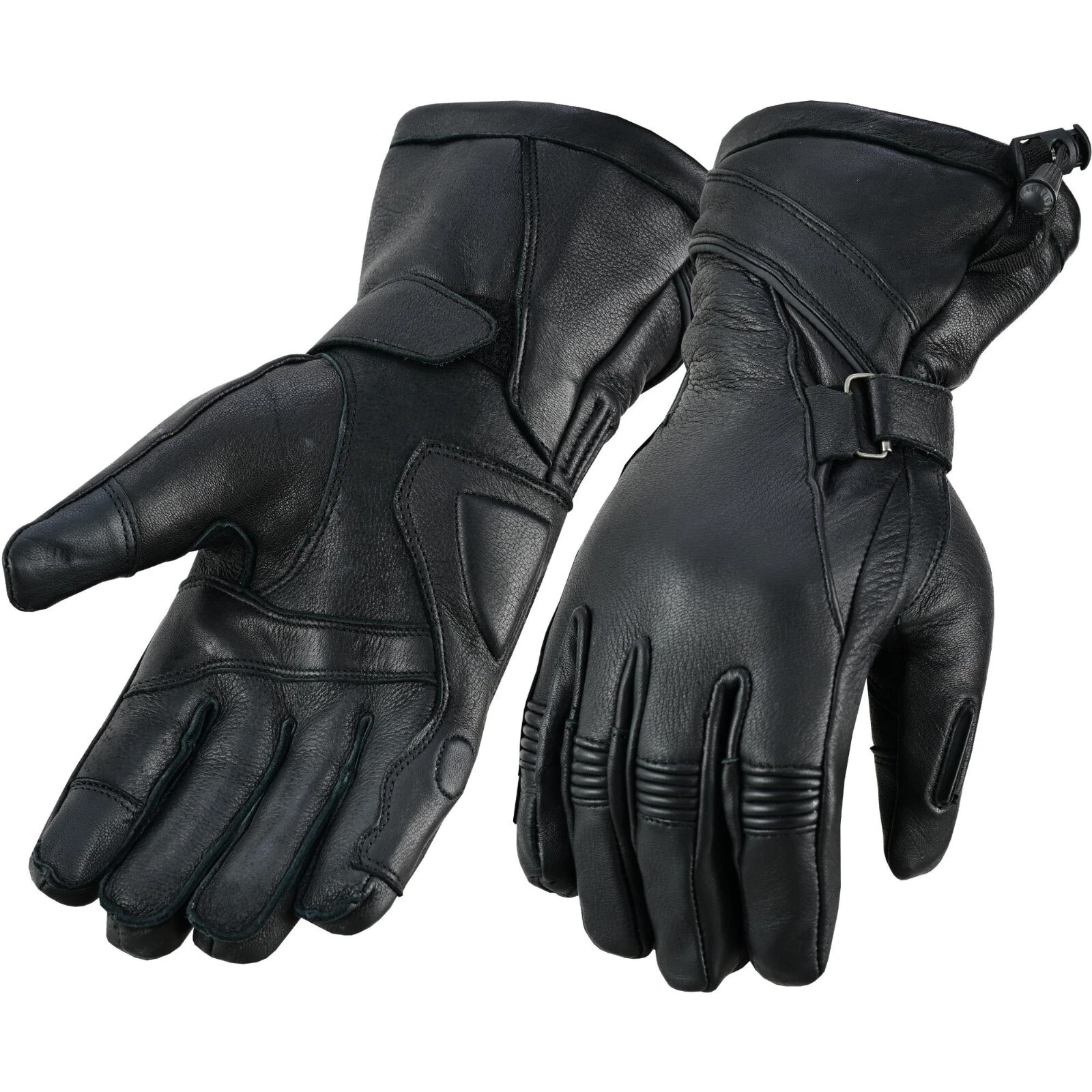 Leather Gloves Protective Cruiser Motorcycle Gloves with Adjustable Wrist Strap