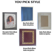 Photo Albums 3.5x5, 4x6, 5x7 Brown, Blue, Silver Plate Faux Leather YOU PICK