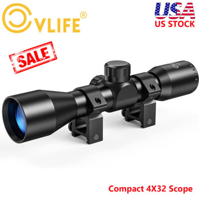 CVLIFE Hunting Scopes 4X32 Mil Dot Compact Gun Scope Crosshair Optics+20mm Mount