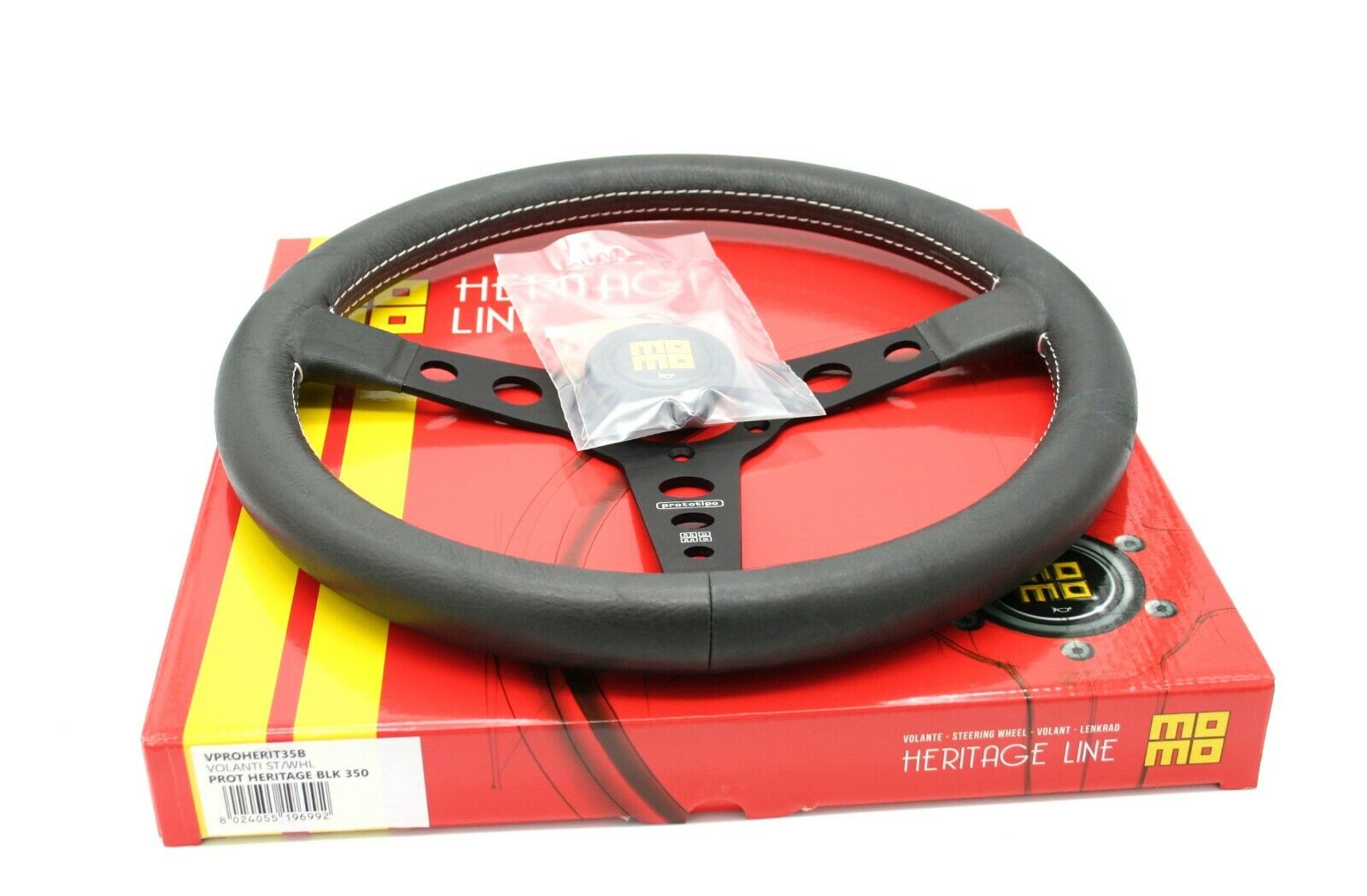 MOMO Steering Prototipo Wheel Heritage Black 350mm Spokes Genuine New