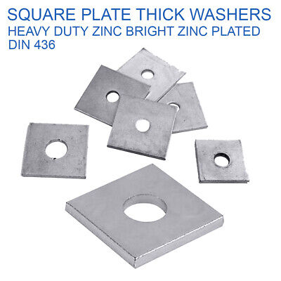 12mm M12 x 40mm x 3mm SQUARE PLATE THICK WASHERS HEAVY DUTY ZINC BZP DIN 436 