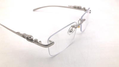 RSINC Imported Men's Rimless Eyeglass Metal Silver Panther