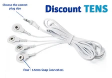 TENS Lead Wires - Port Doubler - Four 3.5mm Snap Connectors -  Quantity: 2
