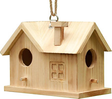 Bird House Outdoors Hanging Bird House for outside - Unfinished Wooden Birdhouse
