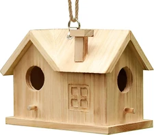 Bird House Outdoors Hanging Bird House for outside - Unfinished Wooden Birdhouse